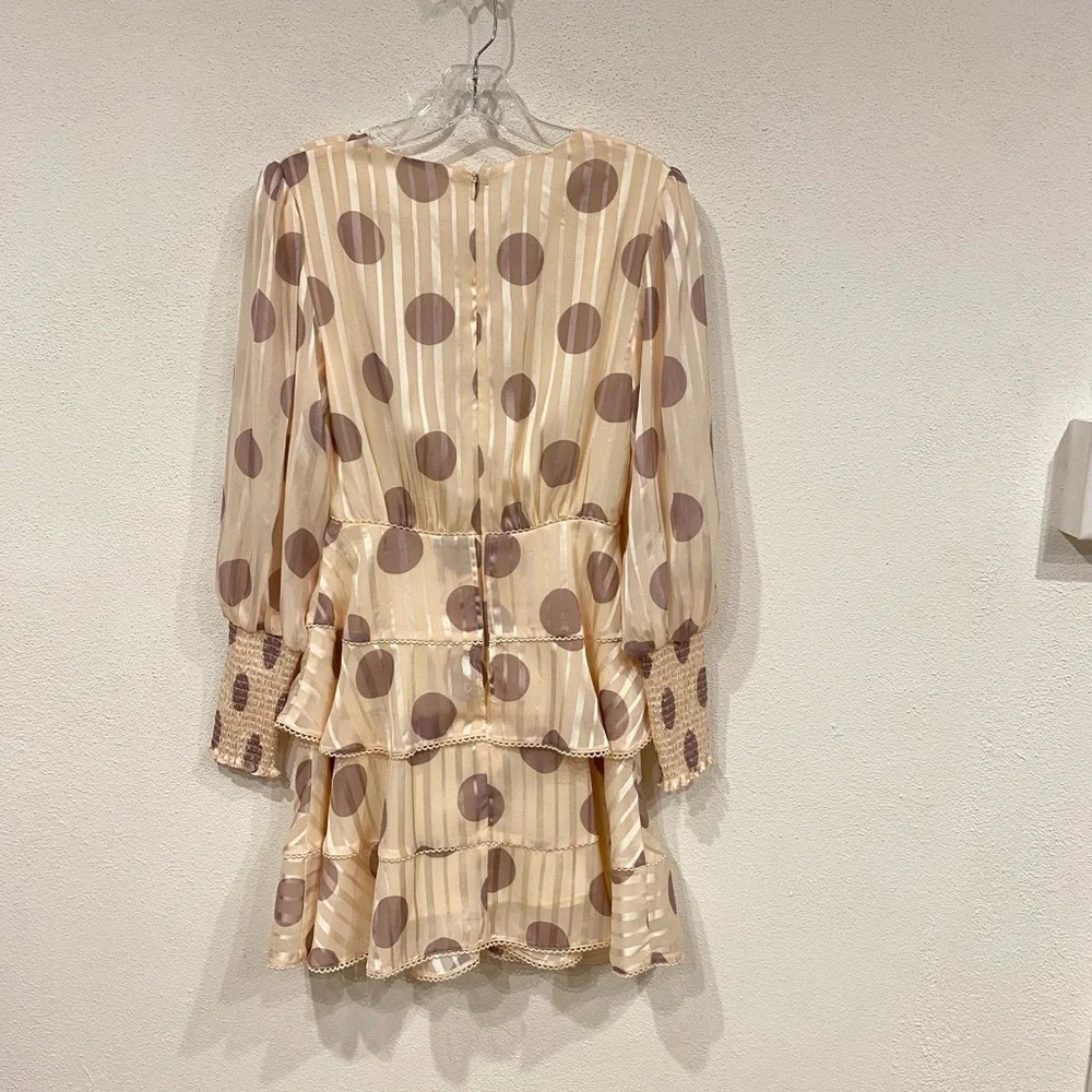 NWT Keepsake Oblivion Long Sleeve Mini Dress in Cream Spot Size Small - Picture 4 of 4